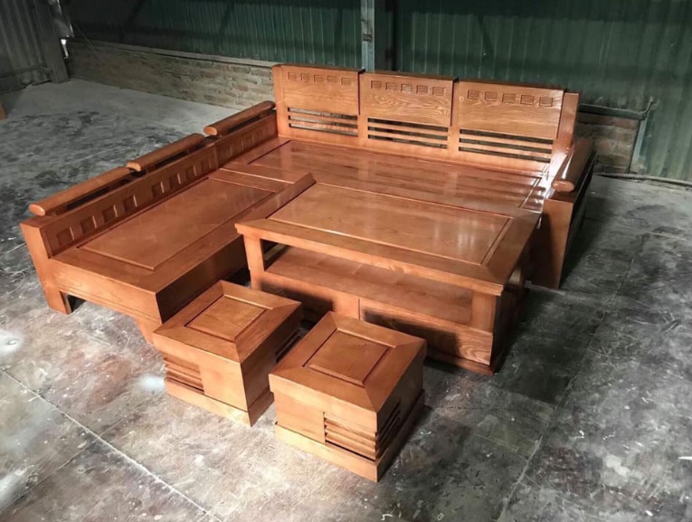 Bộ bàn ghế sofa góc bằng gỗ kiểu đẹp BPK06
