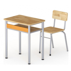 Bộ bàn ghế ngồi học sinh viên khung sắt mặt gỗ tự nhiên BHS115-6G