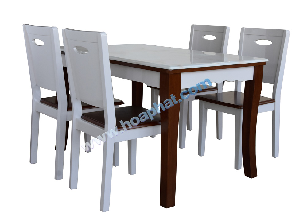 Bộ bàn ghế phòng ăn hòa phát khung gỗ mặt đá có 6 ghế ngồi HGB75A