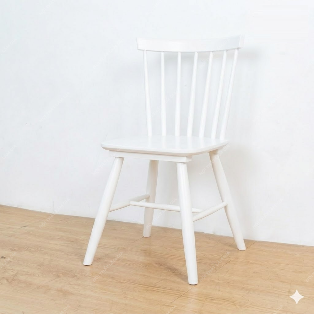 Ghế ăn cafe tựa 7 nan gỗ tự nhiên GCF7N cho nhà hàng, quán ăn