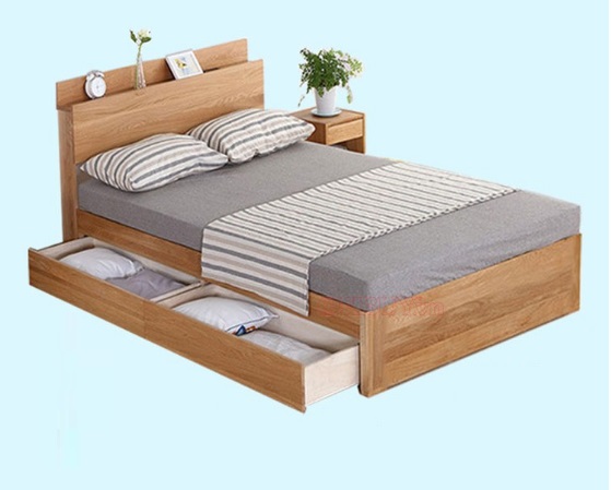 Giường phòng ngủ gỗ công nghiệp 1m6 có ngăn và kệ đầu giường tây ninh