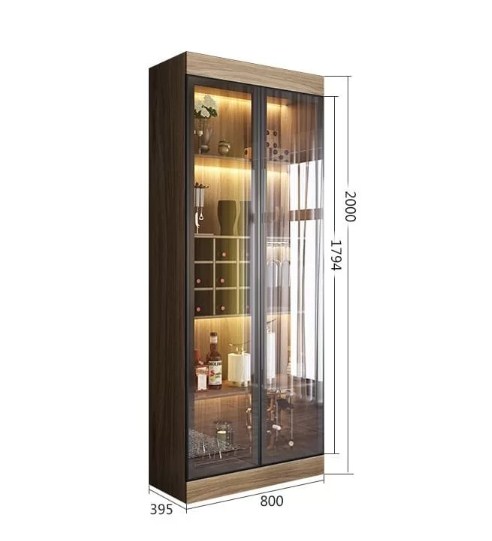 Kệ tủ rượu đứng gỗ MDF lõi xanh 2 cánh kính mở trang trí phòng khách TR35