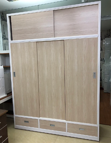 Mẫu tủ quần áo gỗ công nghiệp cánh lùa 2 tầng 3 ngăn kéo TQA59
