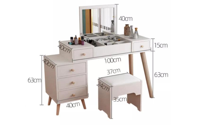 Bàn trang điểm chân gỗ nhiều ngăn hiện đại BTĐ09