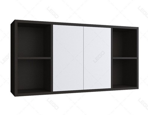 Tủ kệ sách gỗ treo tường trang trí 3 khoang 2 cánh mở KTT21