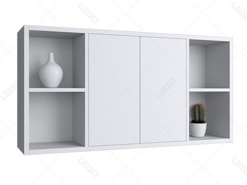 Tủ kệ sách gỗ treo tường trang trí 3 khoang 2 cánh mở KTT21