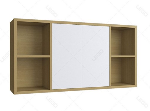 Tủ kệ sách gỗ treo tường trang trí 3 khoang 2 cánh mở KTT21