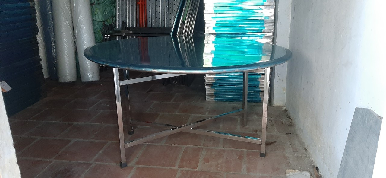 Bàn ăn tròn Inox201 Phú Mỹ BT18/BT20 phi 140-150cm xếp gọn thông minh