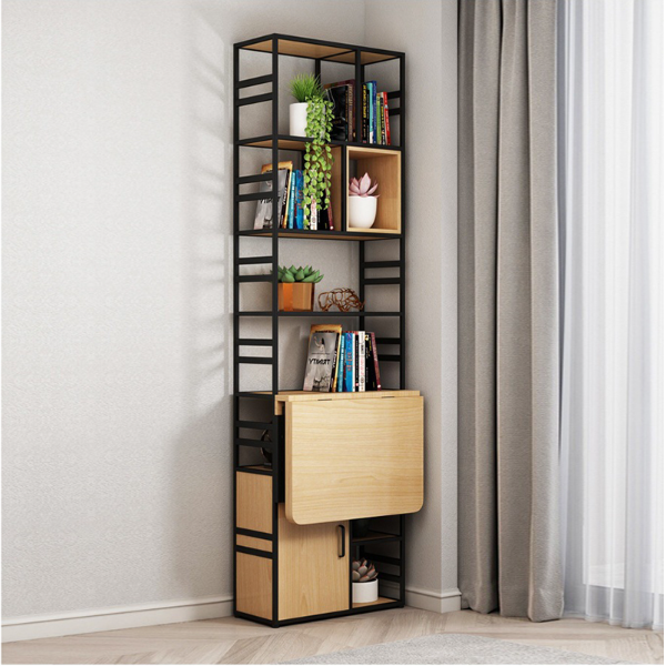 Kệ sắt đợt gỗ kết hợp bàn học gấp gọn KSG253