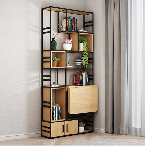 Kệ sắt đợt gỗ kết hợp bàn học gấp gọn KSG253
