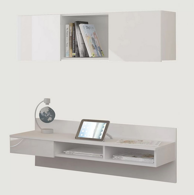 Bàn làm việc học tập có giá sách treo tường gỗ đa năng BHTT11