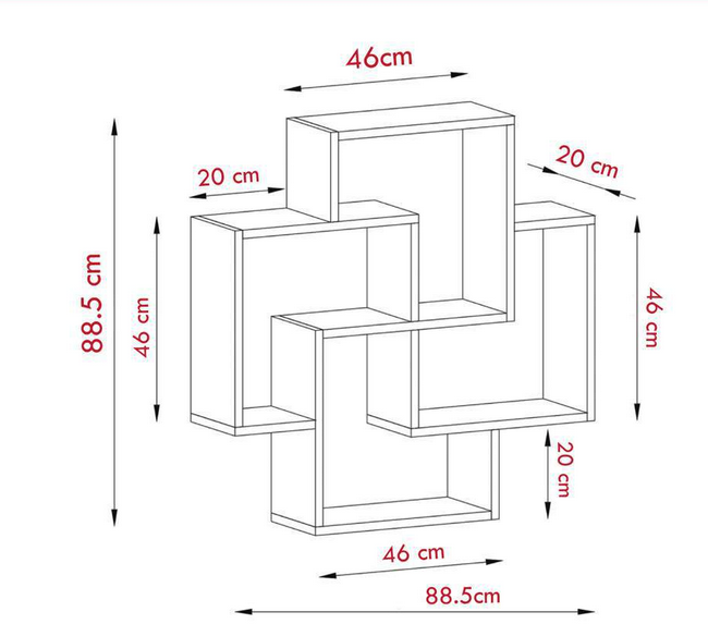 Giá kệ sách treo tường hình chữ thập gỗ trang trí đẹp mắt KGT09