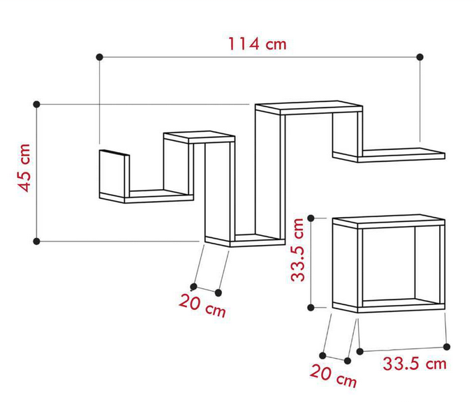 Giá kệ đỡ sách hình sóng trang trí treo tường bằng gỗ công nghiệp KGT25