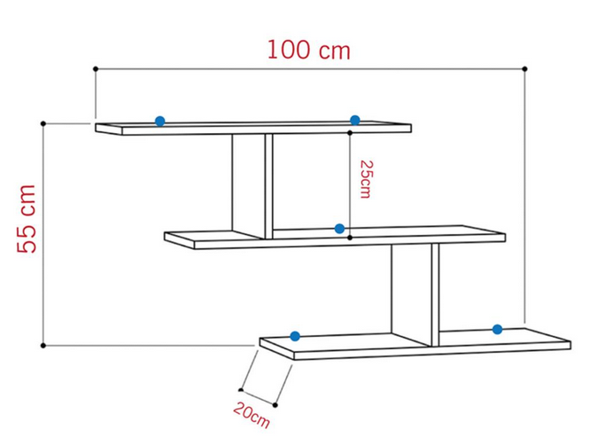 Kệ giá để sách hình bậc thang bằng gỗ treo tường đơn giản KGT29