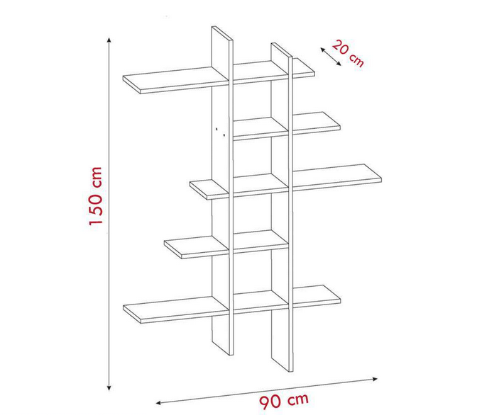 Kệ giá sách gỗ đứng hình dấu thăng treo tường trang trí giá rẻ KGT30