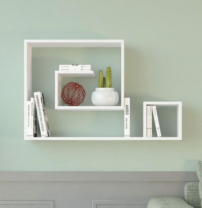 Mẫu kệ giá sách gỗ đẹp trang trí treo tường KGT31