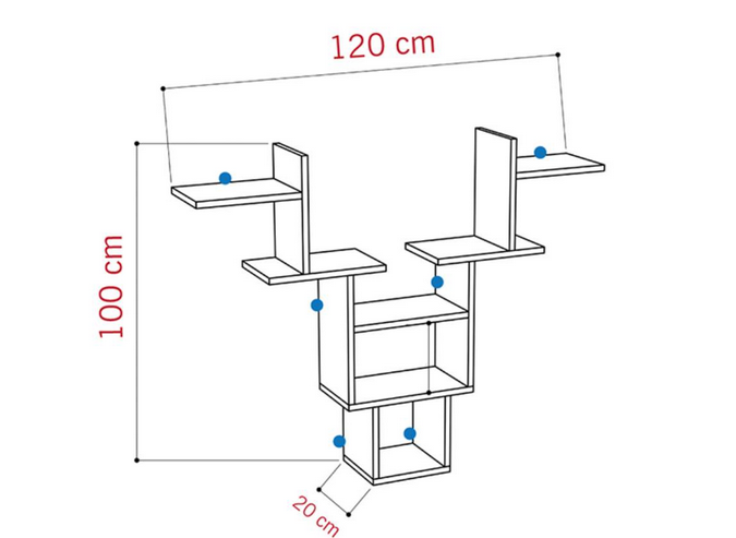 Kệ giá sách gỗ trang trí đẹp treo tường hình sừng hươu KGT38