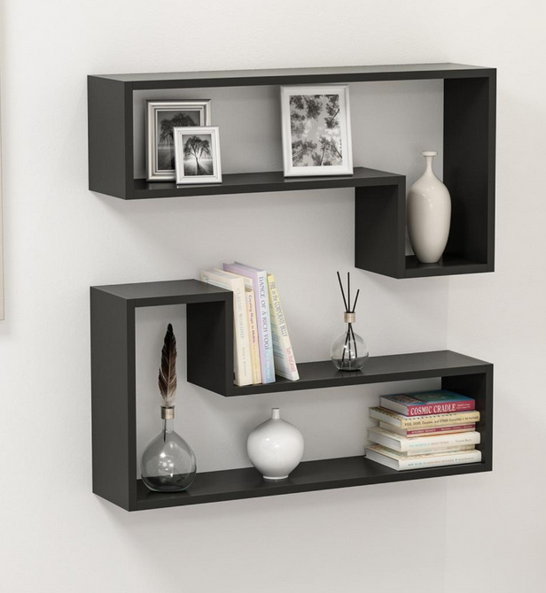 Kệ giá sách chữ L treo tường đẹp bằng gỗ công nghiệp KGT41