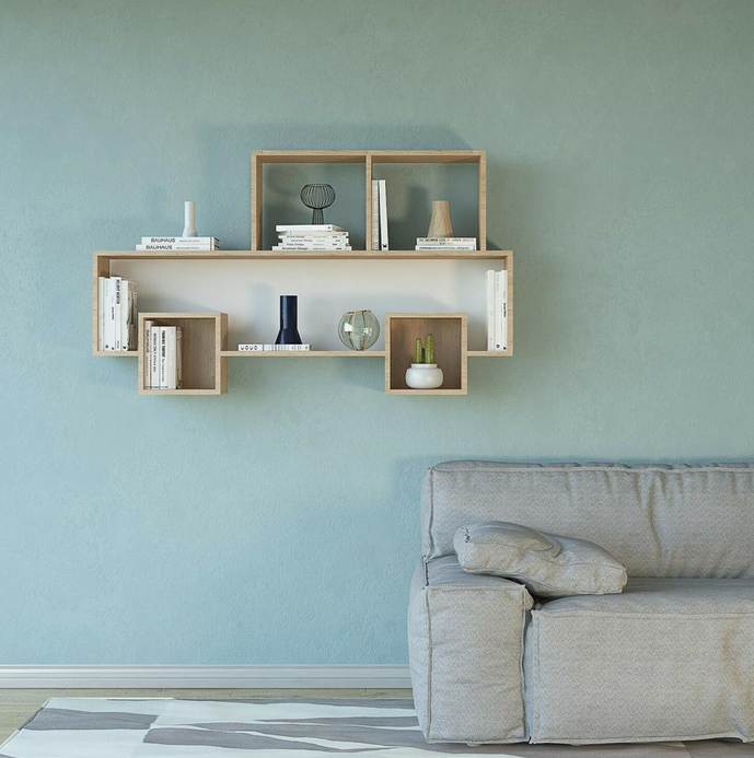 Giá kệ sách cho bé hình ô tô để đồ trang trí treo tường bằng gỗ KGT42