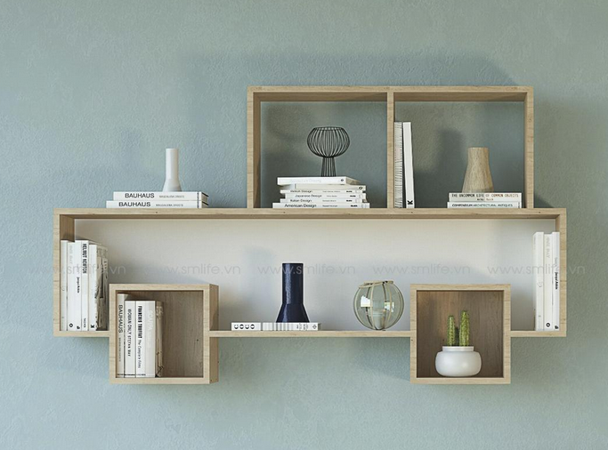 Giá kệ sách cho bé hình ô tô để đồ trang trí treo tường bằng gỗ KGT42