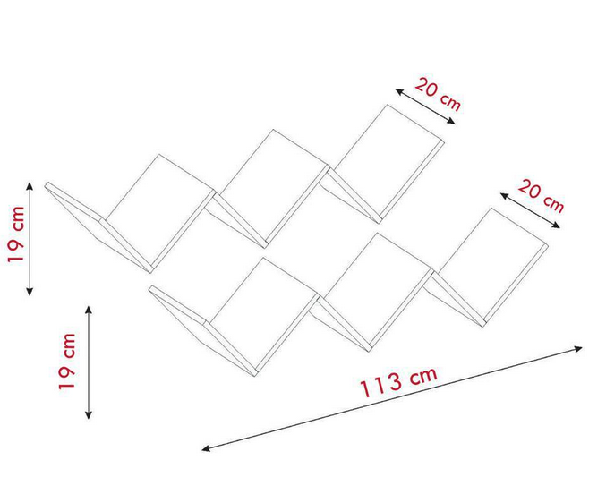 Kệ giá sách gỗ đẹp lượn sóng chữ V trang trí phòng khách treo tường KGT45
