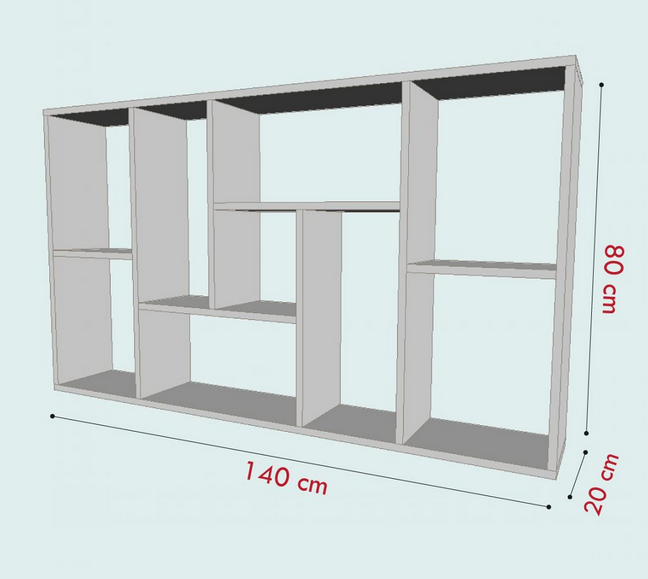 Giá kệ sách gỗ nhiều khoang treo tường giá rẻ cho học sinh sinh viên KGT47