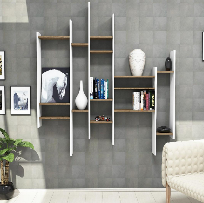 Giá kệ sách gỗ để đồ trang trí treo tường đẹp mắt KGT48