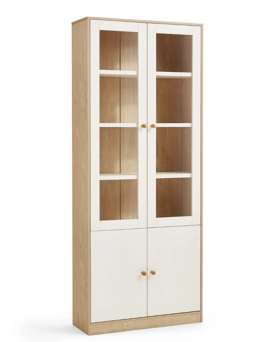 Mẫu tủ kệ sách đứng gỗ công nghiệp cánh kính mở KGĐ18