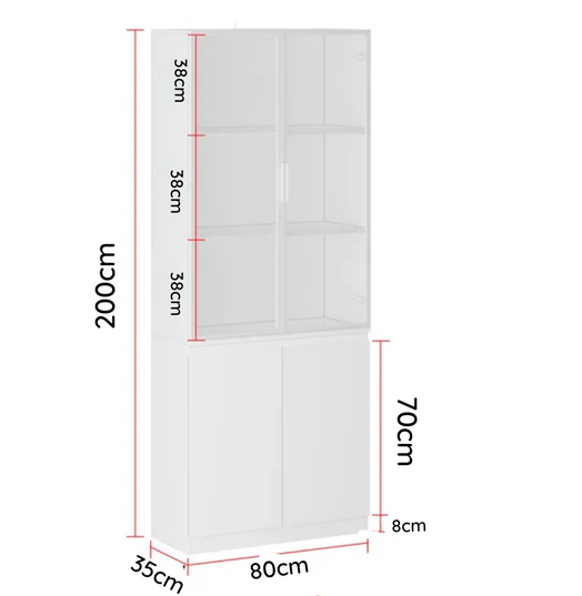 Tủ kệ sách đứng gỗ công nghiệp cánh nhôm kính để đồ trang trí KGĐ24