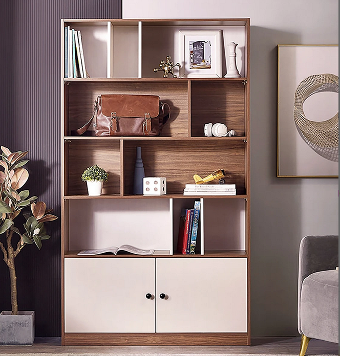 Tủ kệ gỗ đứng nhiều ngăn để sách và đồ trưng bày đẹp KGĐ34