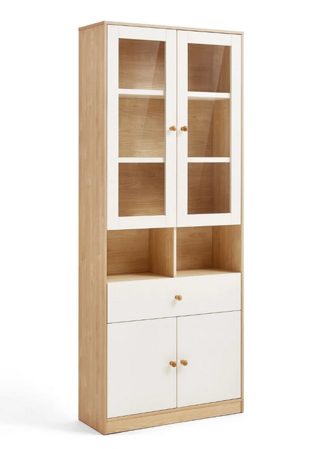 Tủ gỗ để sách cho học sinh cánh kính mở kèm ngăn kéo KGĐ38