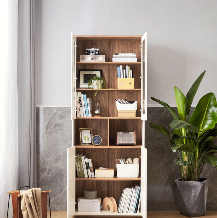 Tủ kệ gỗ công nghiệp để sách tài liệu trưng bày phòng khách đẹp KGĐ39