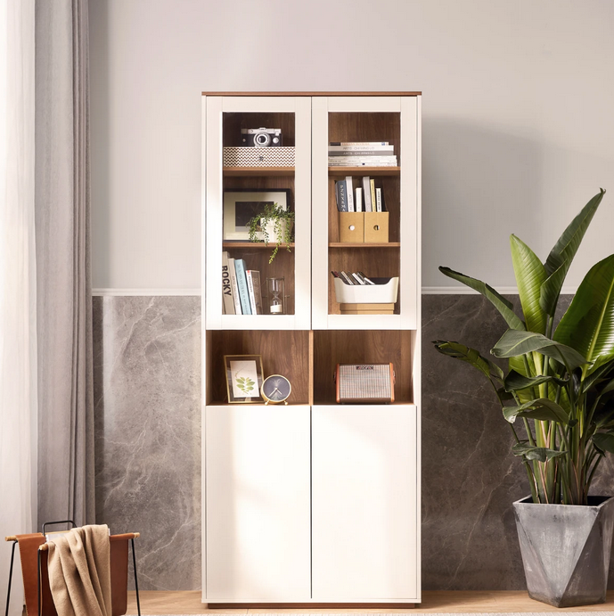 Tủ kệ gỗ công nghiệp để sách tài liệu trưng bày phòng khách đẹp KGĐ39