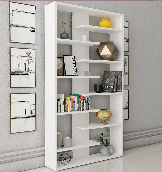 Kệ giá sách gỗ để sàn trang trí phòng khách thiết kế đẹp KGĐ43