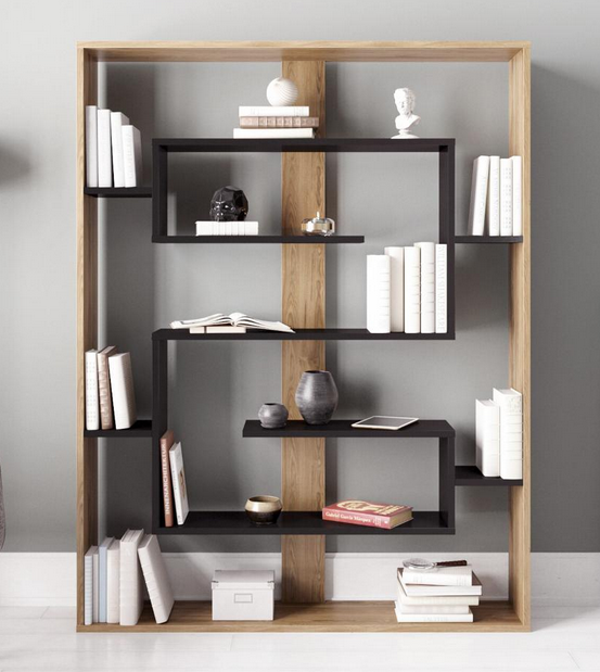 Kệ sách gỗ đứng để đồ trang trí phòng khách đẹp mắt KGĐ51