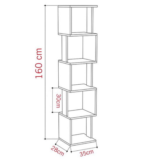 Kệ sách gỗ trang trí 5 tầng hình tháp chữ C giá rẻ KGĐ52