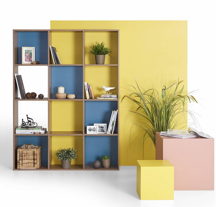 Giá kệ sách gỗ đứng 12 ô trang trí đẹp KGĐ74