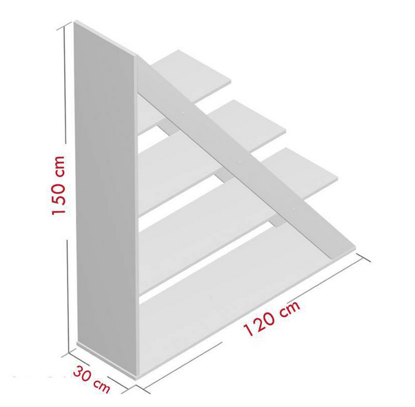 Mẫu giá kệ sách gỗ đứng hình tam giác 4 tầng trang trí đẹp mắt KGĐ76