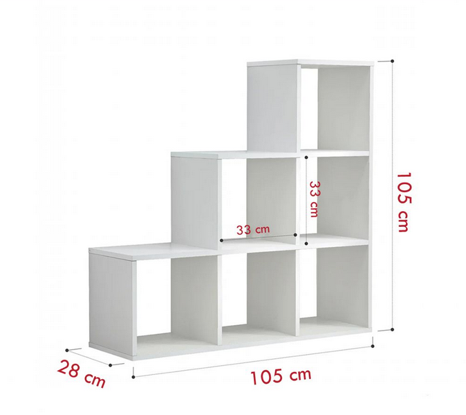 Giá kệ sách gỗ 3 tầng ô vuông bậc thang trang trí phòng khách đẹp KGĐ80
