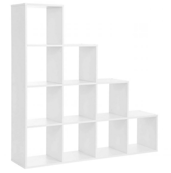 Giá kệ sách gỗ 4 tầng ô vuông xếp bậc thang trang trí phòng khách KGĐ87