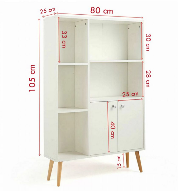 Tủ kệ gỗ để sách có cánh trang trí đẹp KGĐ96