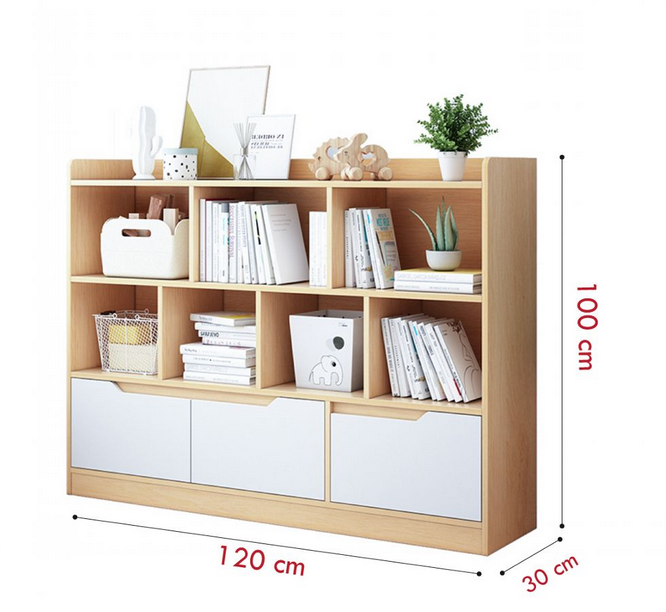Tủ kệ sách gỗ công nghiệp cánh mở cho học sinh giá rẻ KGĐ97