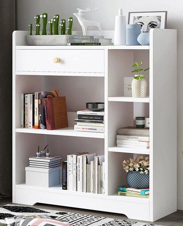 Tủ sách gỗ có ngăn kéo nhỏ gọn đẹp mắt cho học sinh KGĐ102