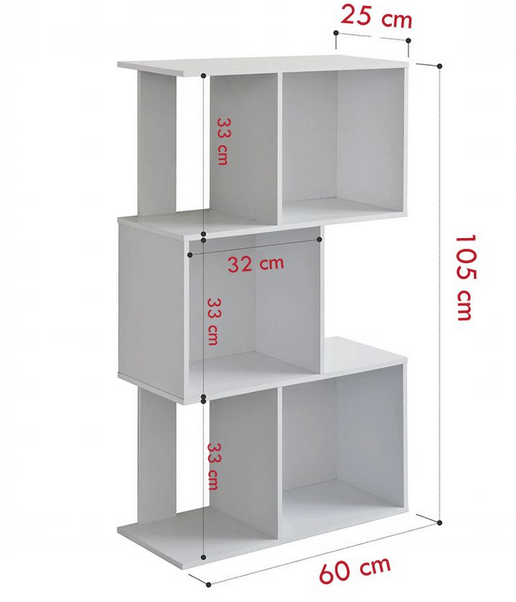 Giá kệ sách gỗ ô vuông dích dắc 3 tầng trang trí giá rẻ cho học sinh KGĐ110