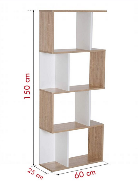 Giá kệ đỡ sách trang trí hình dích dắc đẹp 4 tầng bằng gỗ công nghiệp KGĐ112