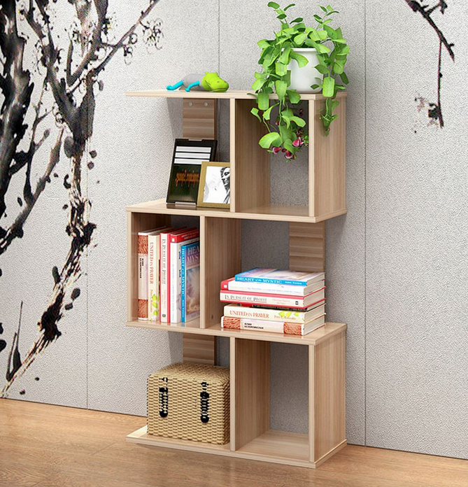 Giá kệ sách trang trí hình dích dắc 3 tầng bằng gỗ giá rẻ KGĐ113