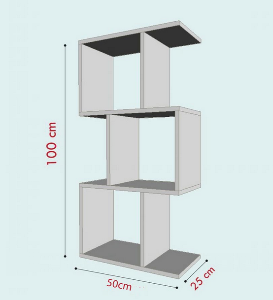 Giá kệ sách trang trí hình dích dắc 3 tầng bằng gỗ giá rẻ KGĐ113