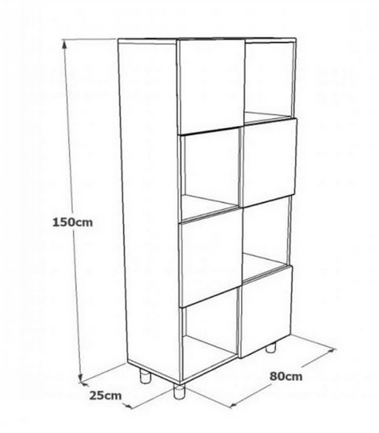 Tủ gỗ công nghiệp đựng sách hồ sơ tài liệu 8 ô vuông KGĐ126