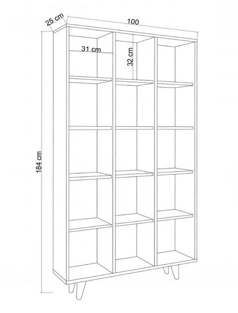 Giá kệ đứng 15 ô vuông chân gỗ đựng sách tài liệu KGĐ134
