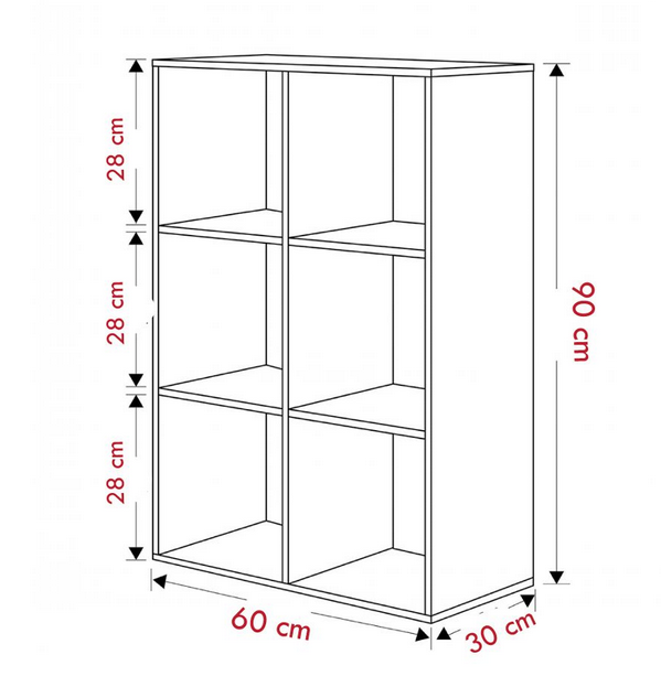 Tủ gỗ thấp 6 ô vuông có cánh mở để sách KGĐ136